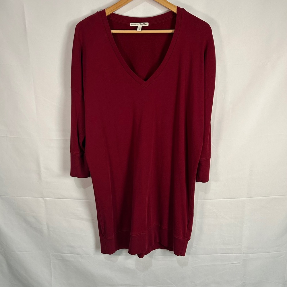 Express One Eleven‎ Burgundy V-Neck Sweater Dress - Women's Medium